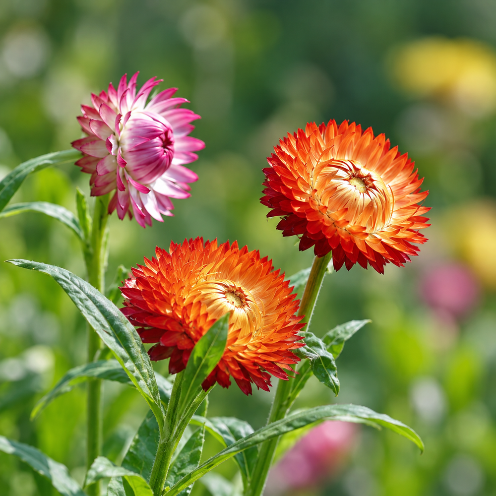 Straw Flower Xerochrysum bracteatum with colourful papery everlasting blooms – winter flower seeds for beds borders pots grow bags fresh cuts and dried arrangements in Pakistan