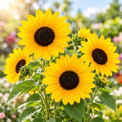 Sunflower Multiflora with multiple bright yellow blooms on branching stems – summer sunflower seeds for gardens and grow bags in Pakistan