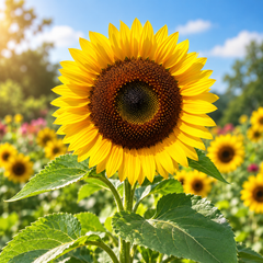Sunflower Taiyo Helianthus annuus with large golden-yellow flowers and dark brown centres – summer flower seeds for gardens and grow bags in Pakistan