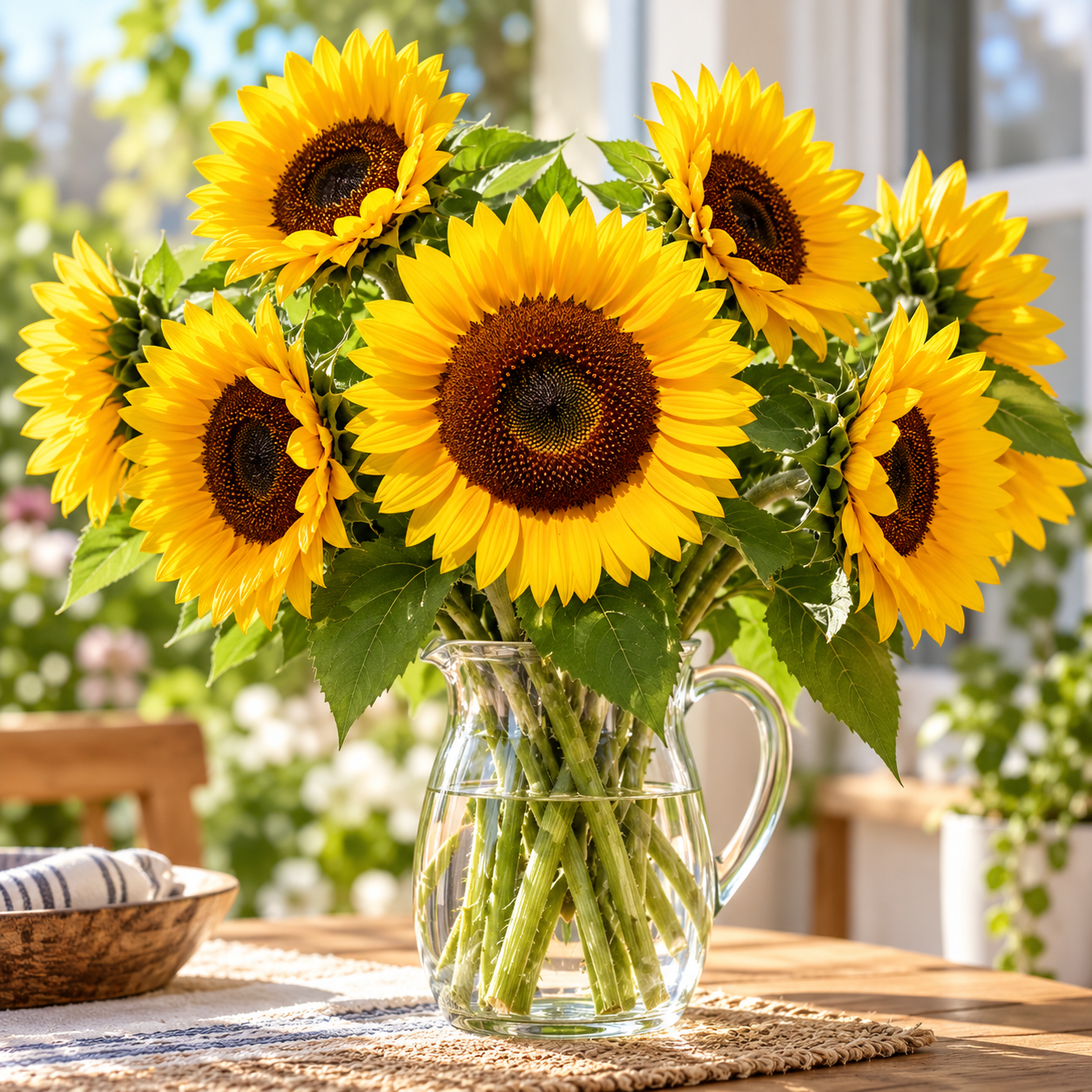 Sunflower Taiyo Helianthus annuus with large golden-yellow flowers and dark brown centres – summer flower seeds for gardens and grow bags in Pakistan