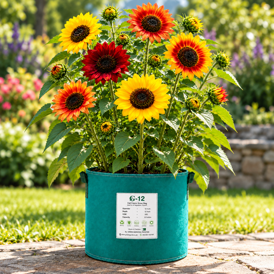 Multicolour Sunflower Helianthus annuus mix with yellow orange red bronze and bicolour summer flowers for gardens and grow bags in Pakistan