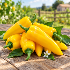 Healthy Ora Long Sweet Pepper plant with elongated green and ripe sweet pepper fruits – long Capsicum annuum seeds for home gardening in Pakistan