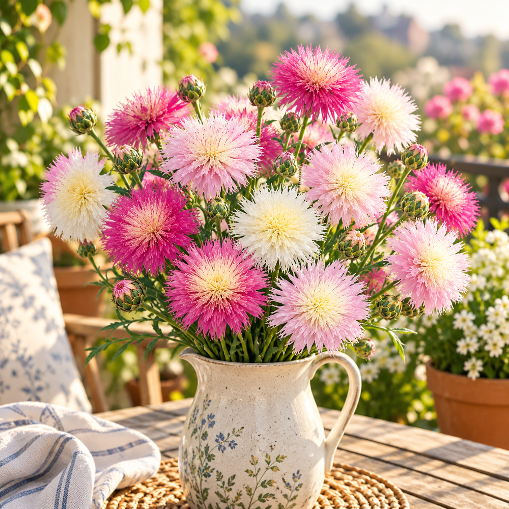 Sweet Sultan Imperialis Pastel Mix with fragrant fluffy fringed flowers in soft pink lilac lavender purple and white – winter cut flower seeds Pakistan