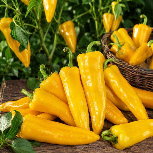 Sweet Pepper Yellow Corno di Toro Giallo Seeds – Italian Bull’s Horn Pepper | WINTER/SUMMER