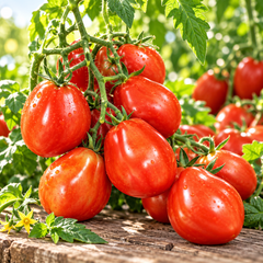 Red Pear Tomato plant with bright-red pear-shaped ripe fruits growing in clusters on healthy green vines – tomato seeds for kitchen gardens and grow bags Pakistan