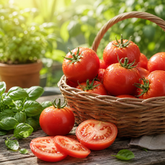 Vatan-1 determinate tomato from Azerbaijan with round medium-sized red fruits on a compact bushy plant – tomato seeds for home gardening in Pakistan