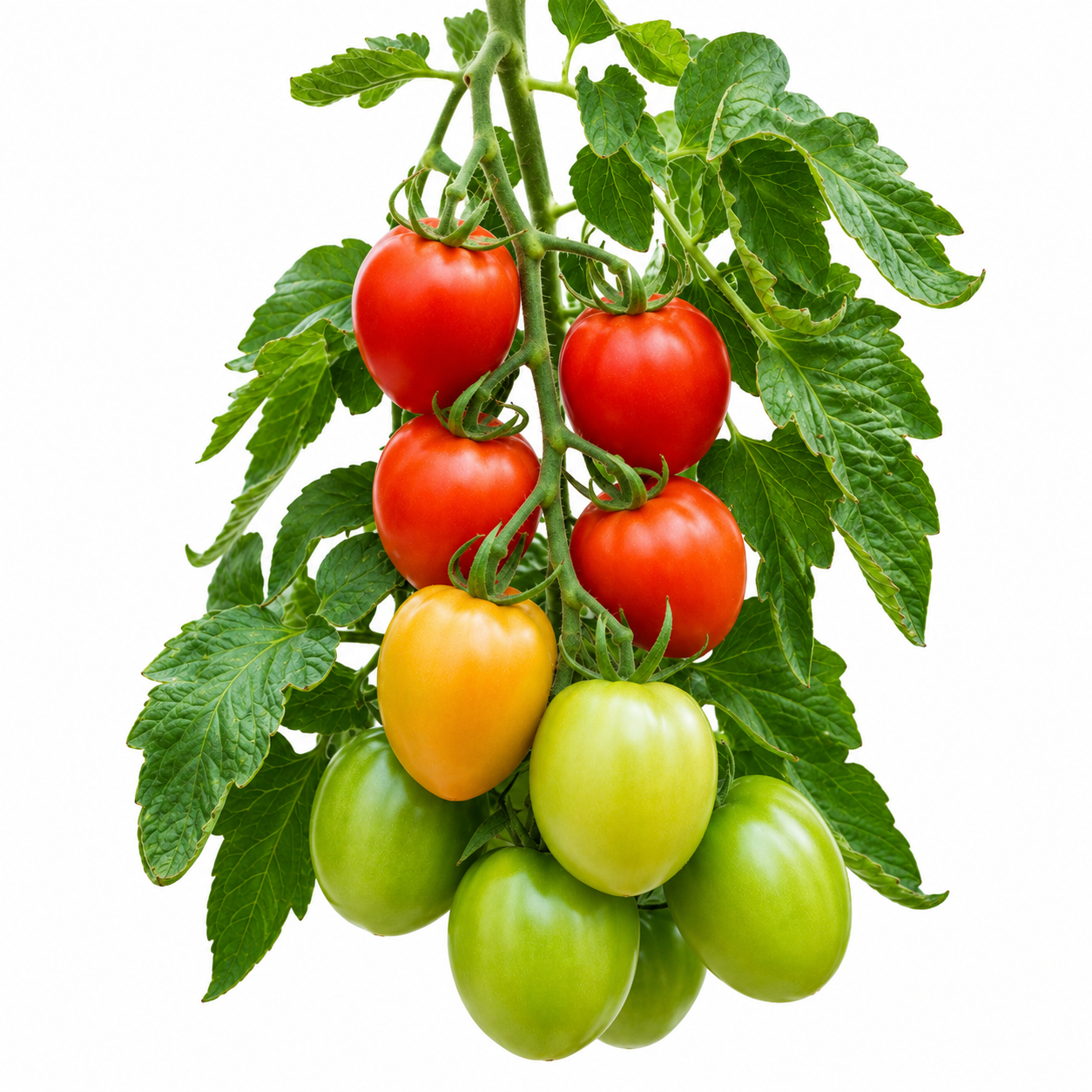 Sahel F1 Hybrid red tomatoes growing on a vigorous indeterminate vine – tomato seeds for trellis, grow bags and home gardening in Pakistan