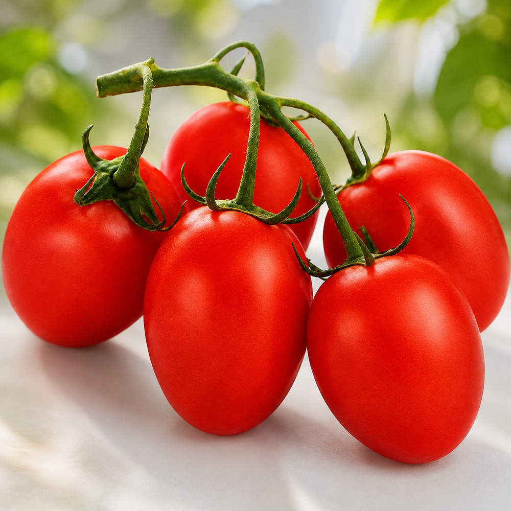 RONCO F1 Hybrid determinate tomato with uniform medium-sized red fruits on a compact bushy plant – tomato seeds for home gardening in Pakistan