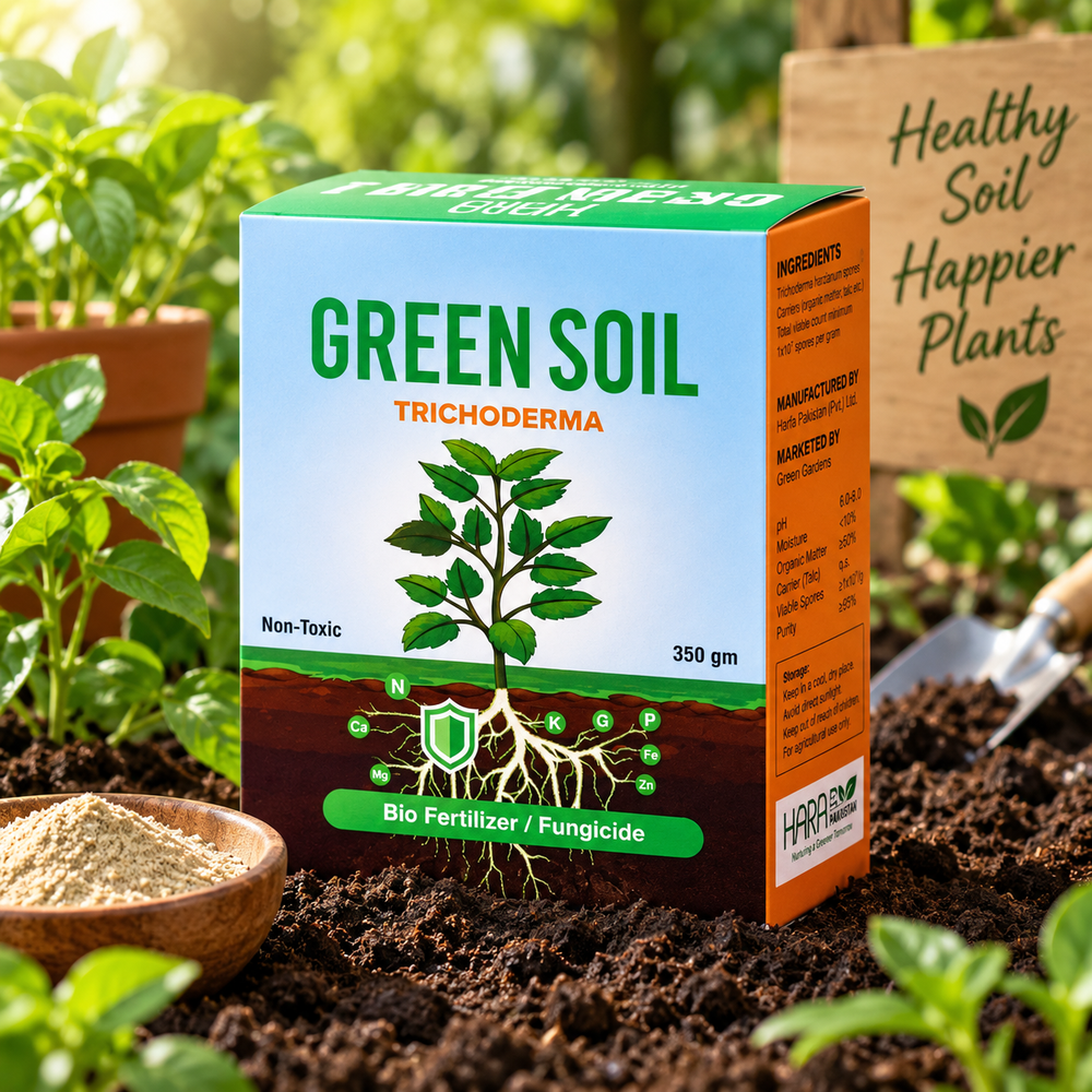 Trichoderma Green Soil 350g bio fertilizer and beneficial soil fungi in Pakistan