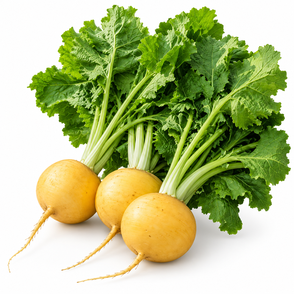 Golden Ball Turnip with smooth round yellow roots and golden-yellow flesh – winter turnip seeds for home gardening in Pakistan