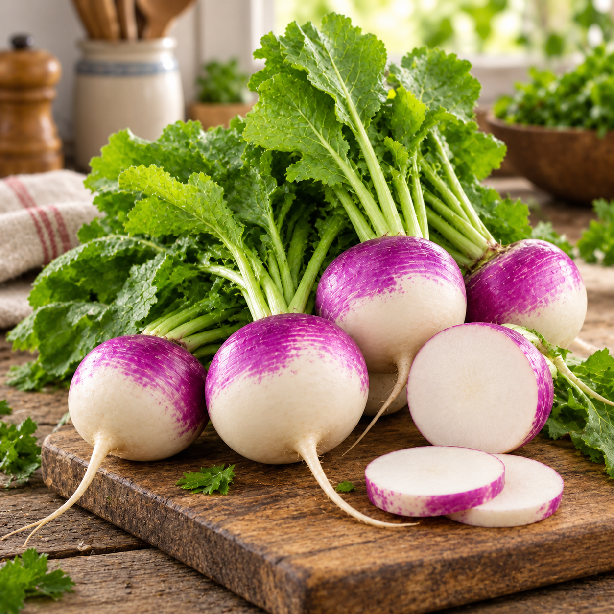 Healthy Purple Top Turnip with smooth purple and white round roots and crisp white flesh – winter turnip seeds for home gardening in Pakistan