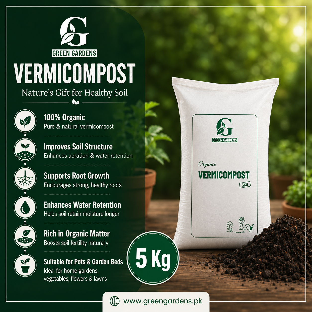 Vermicompost 5kg – 100% Organic Fertilizer in Pakistan