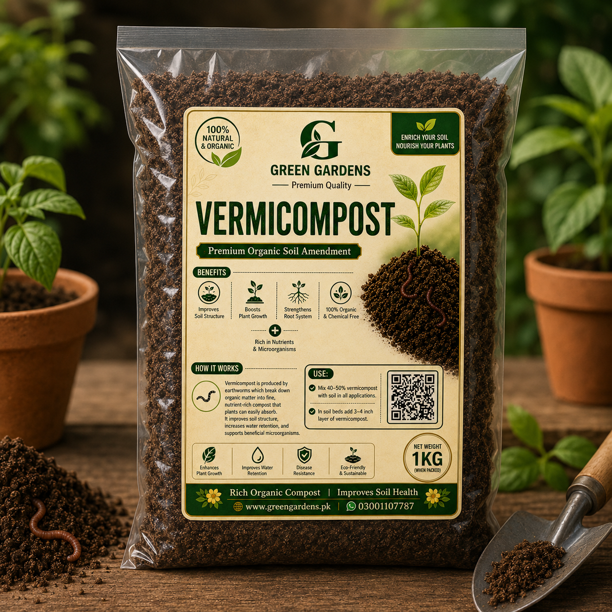 Vermicompost, 1 kg (100% Pure & Natural)