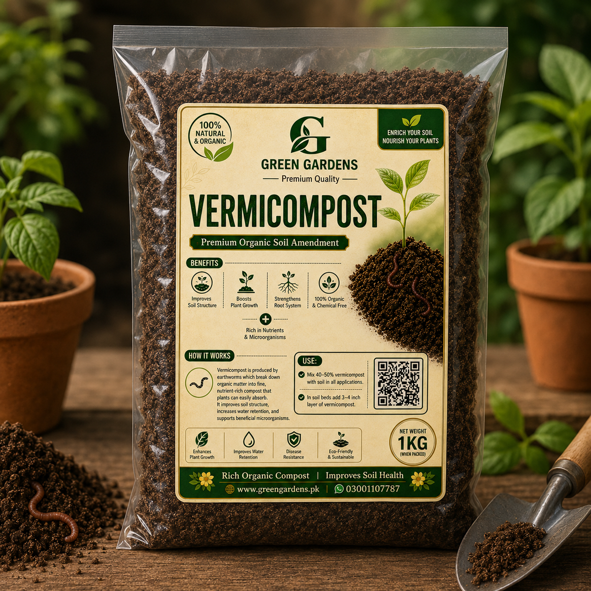 Vermicompost, 1 kg (100% Pure & Natural)