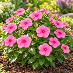 Vinca Rosea Nana Catharanthus roseus with compact rose-pink summer flowers – seeds for pots borders balconies and grow bags in Pakistan