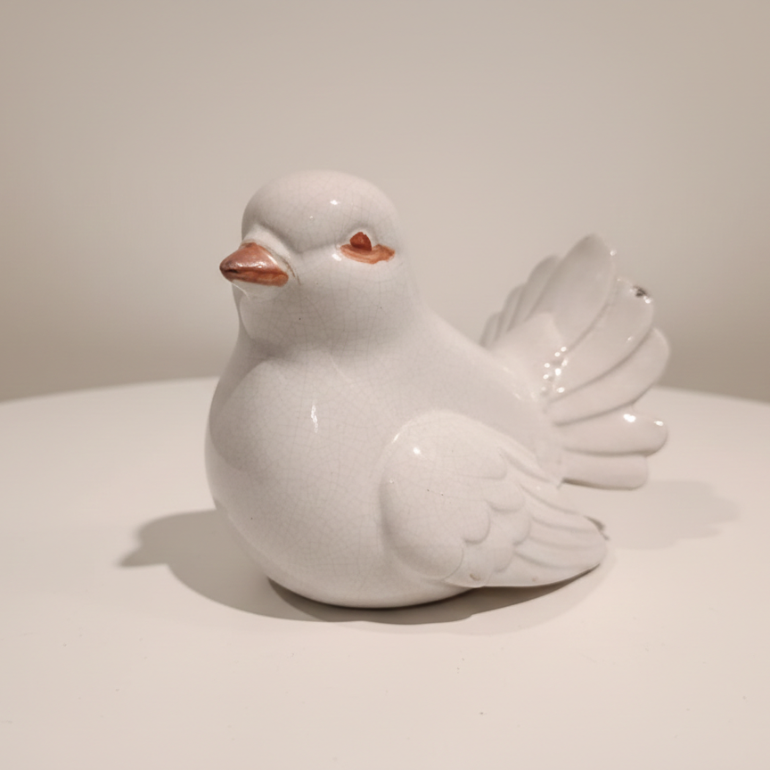 Vintage Glazed Ceramic Bird Figurine