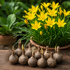 Rain Lily Yellow Bulbs – Zephyranthes citrina | Pack of 50 Local Bulbs ( Large Size)
