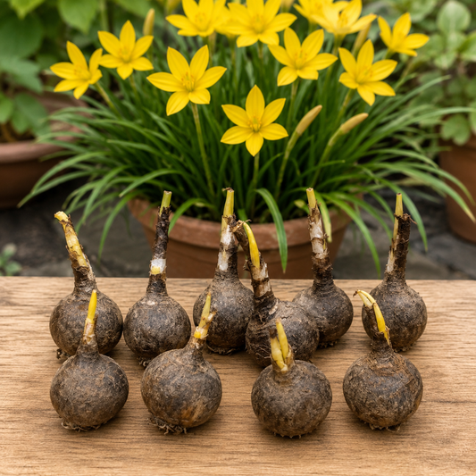 Rain Lily Yellow Bulbs – Zephyranthes citrina | Pack of 10 (XL Size)