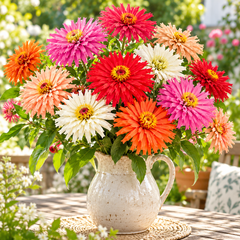 Zinnia Burpeeana Mix with large colourful chrysanthemum-flowered double blooms – summer flower seeds for beds cut flowers pots and grow bags in Pakistan