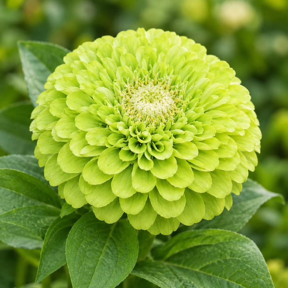 Zinnia Elegans Green with distinctive lime-green summer flowers – seeds for sunny beds cut flowers containers and grow bags in Pakistan