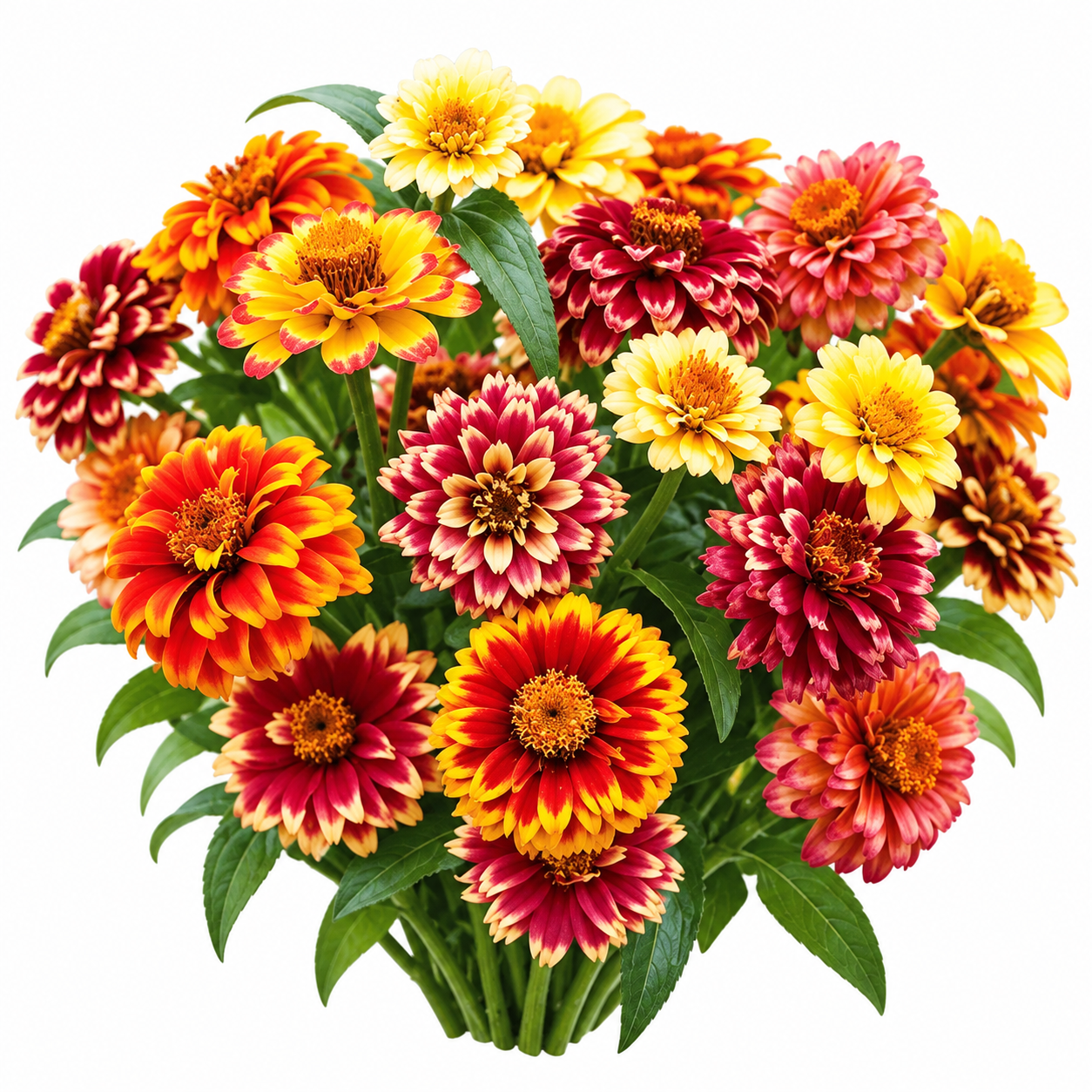 Zinnia Haageana Persian Carpet Mix with warm bicolour yellow orange red bronze and mahogany flowers – summer seeds for beds pots and grow bags in Pakistan
