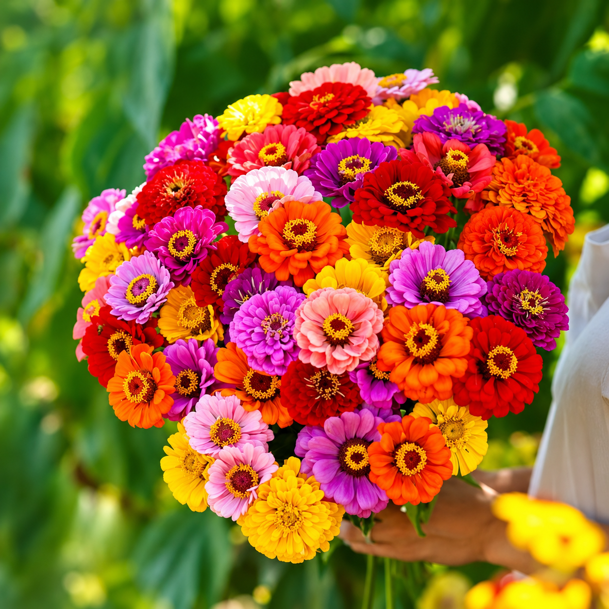 Zinnia Button Box with colourful button-like cut-and-come-again flowers – summer seeds for beds pots cut flowers and grow bags in Pakistan