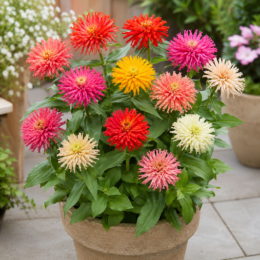 Zinnia 'Cactus Flowered Mix'  Seeds (SUMMER)