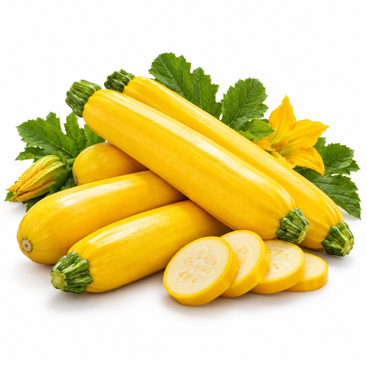 Healthy Golden Zucchini F1 Hybrid plant with smooth bright golden-yellow cylindrical fruits – zucchini seeds for home gardening in Pakistan