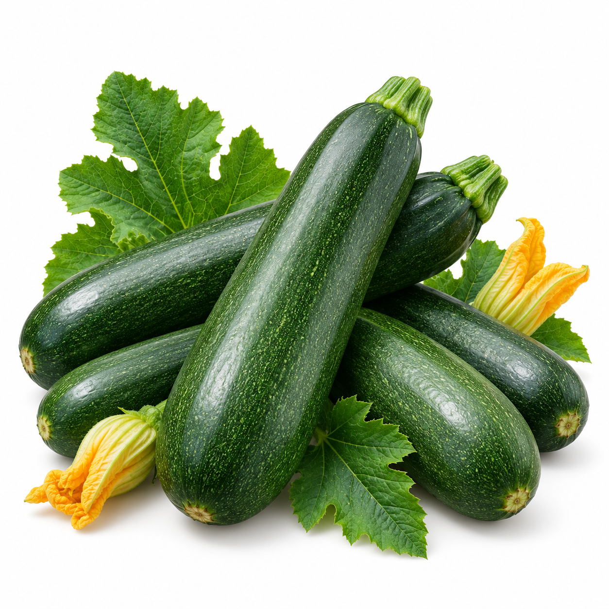 Healthy Dark Green Italian Zucchini plant with smooth cylindrical deep-green fruits – zucchini seeds for home gardening in Pakistan