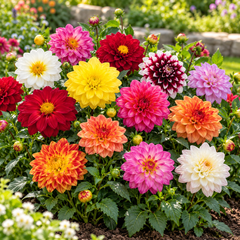 Dahlia Unwin Bedding Mix multicolour flowers - GREEN GARDENS
