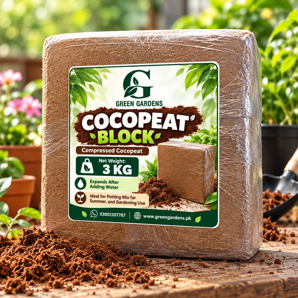 GREEN GARDENS Cocopeat Block 3 KG with centered product label hero photo