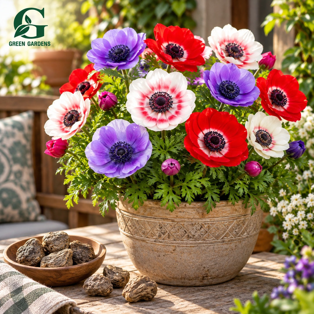 Anemone De Caen Mixed garden planter lifestyle image