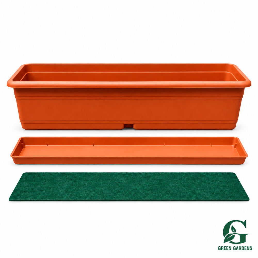 Rectangular Plastic Planter 23x8x6 Inch with free liner on white background – GREEN GARDENS Pakistan