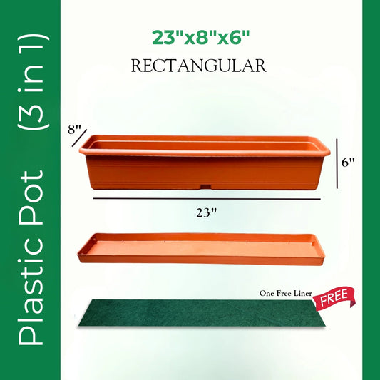 Rectangular Plastic Pot (Kiyari Gamla) – 23"x8"x6" with Free Liner