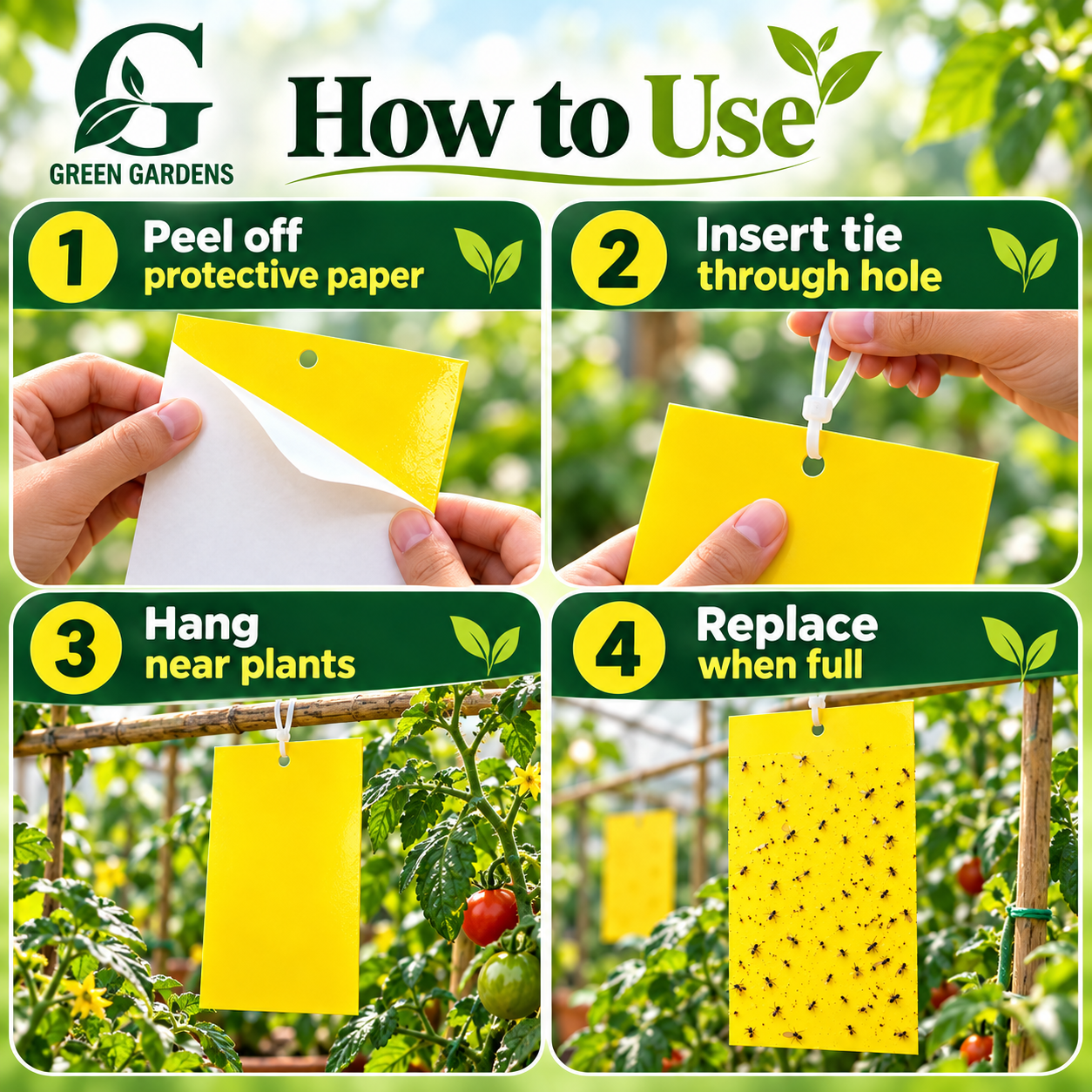 How to use GREEN GARDENS yellow sticky insect traps