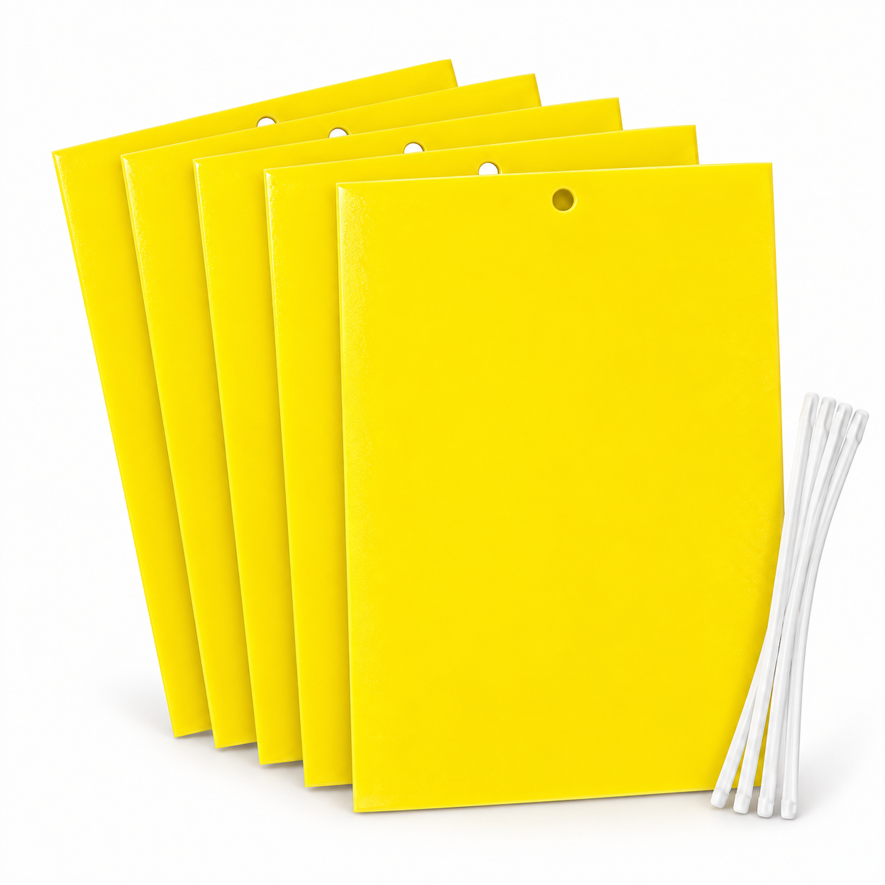 Pack of 5 yellow sticky insect traps with 5 ties